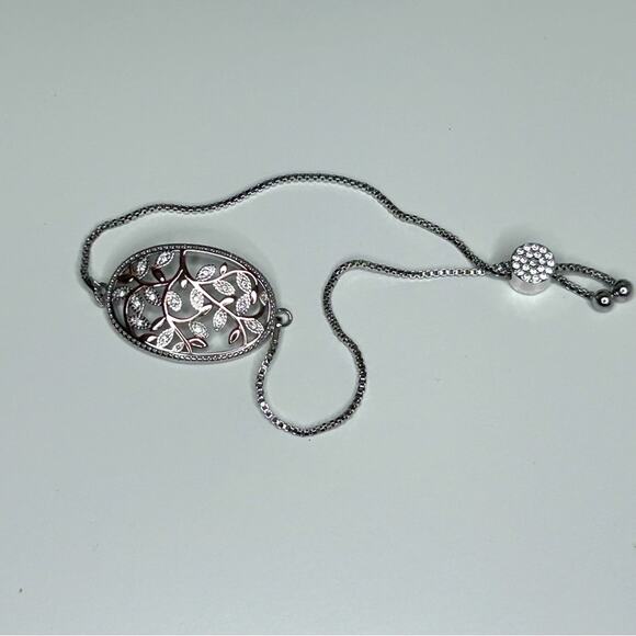 IBB CN Tree of Life Crystal Rhinestone Silver Tone Bolo Bracelet Adjustable - Picture 3 of 3